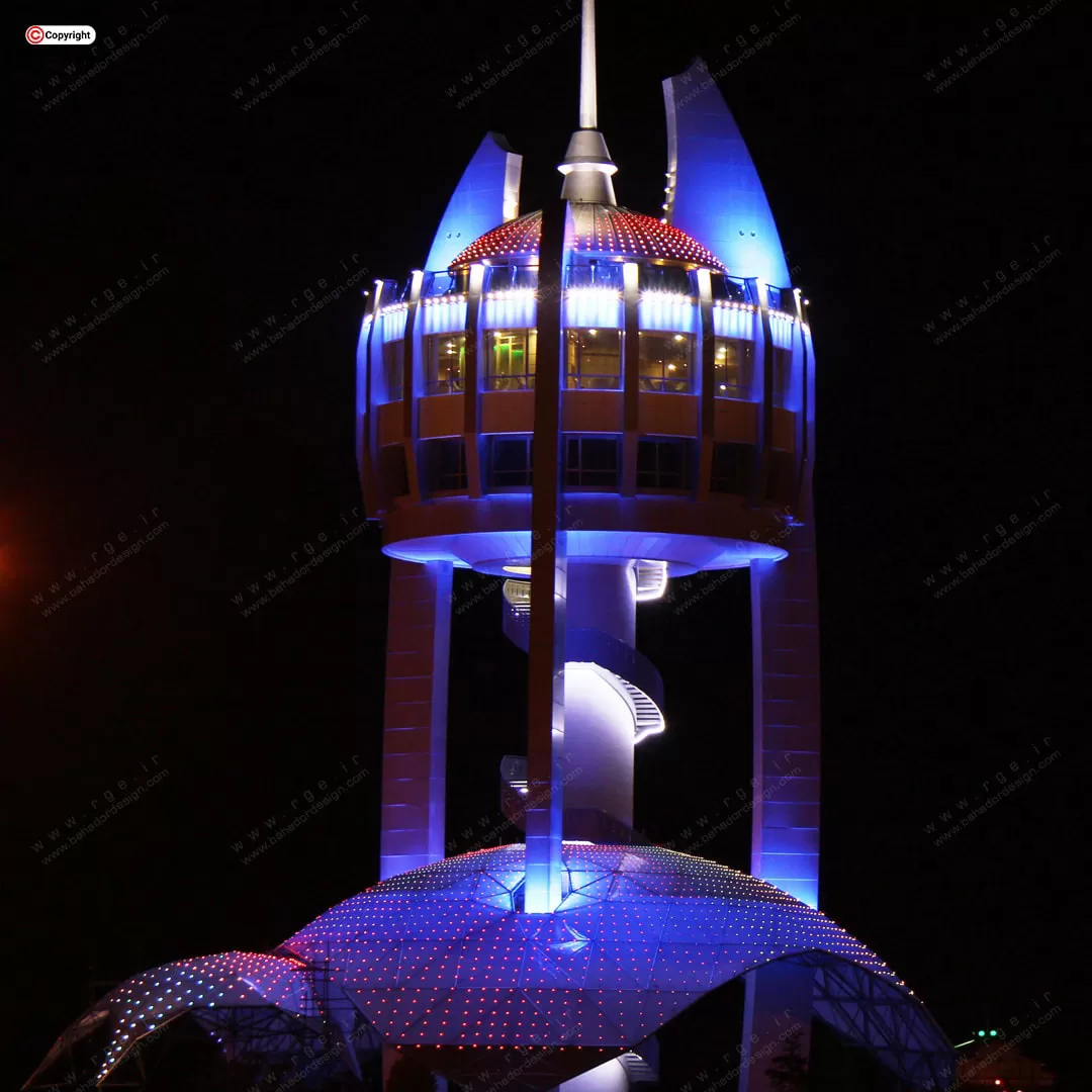 نورپردازی نمای ساختمان برج المان گرگان